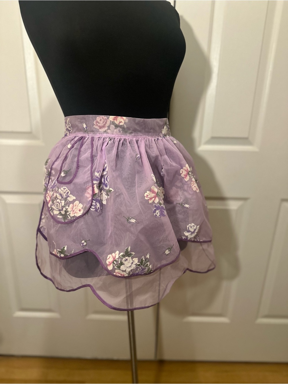 Lilac Floral Sheer Vintage Apron